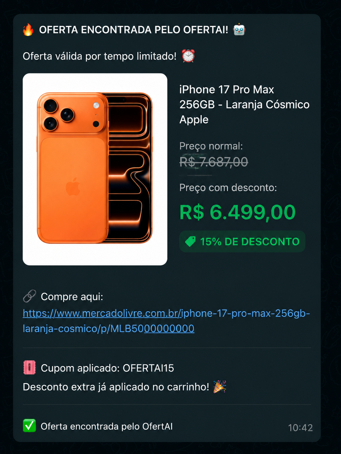 Oferta encontrada - iPhone 17 Pro Max