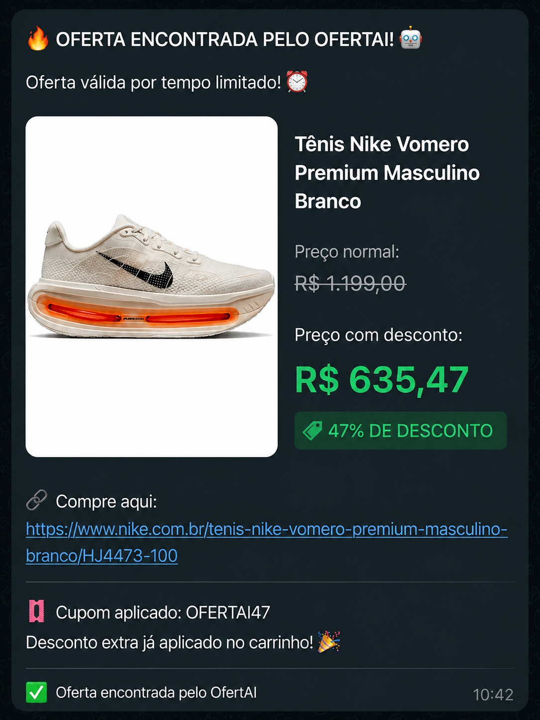 Oferta encontrada - Tênis Nike Vomero